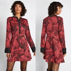 NWT ModCloth "Retro Romance" red and black printed dress